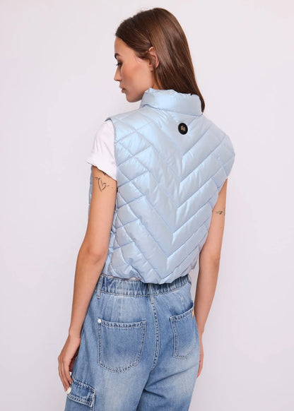Gilet azzurra da donna in nylon trapuntato 611BD35002_2870