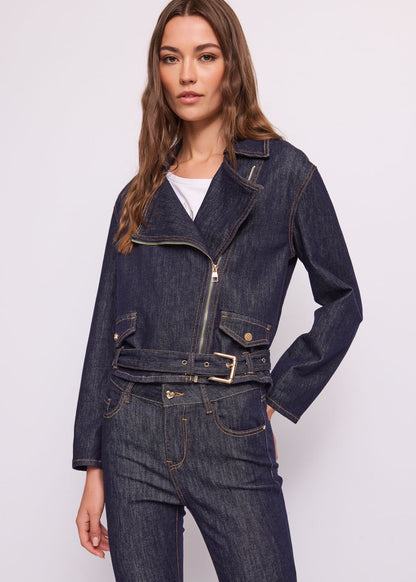 Women's Cotton Denim Biker Jacket 611BD36001