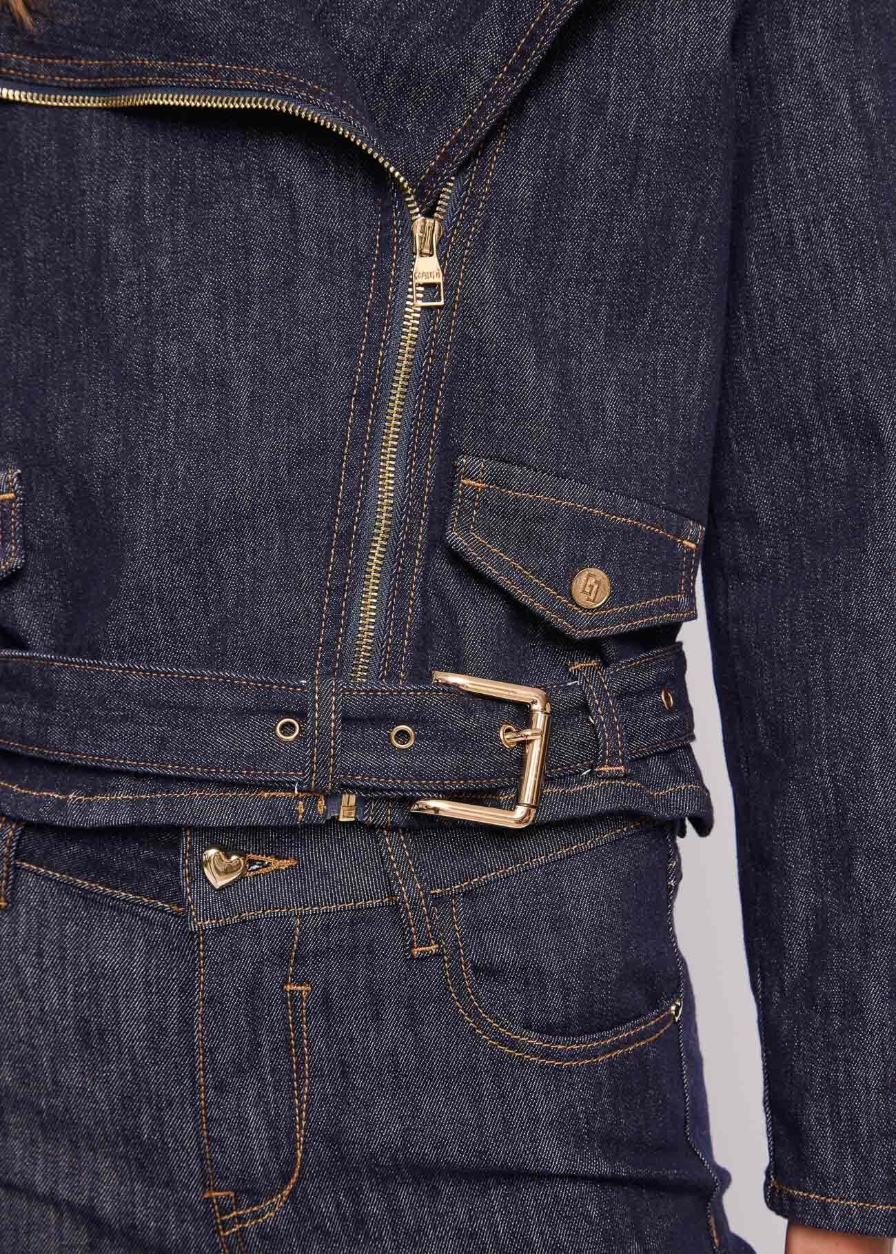 Women's Cotton Denim Biker Jacket 611BD36001