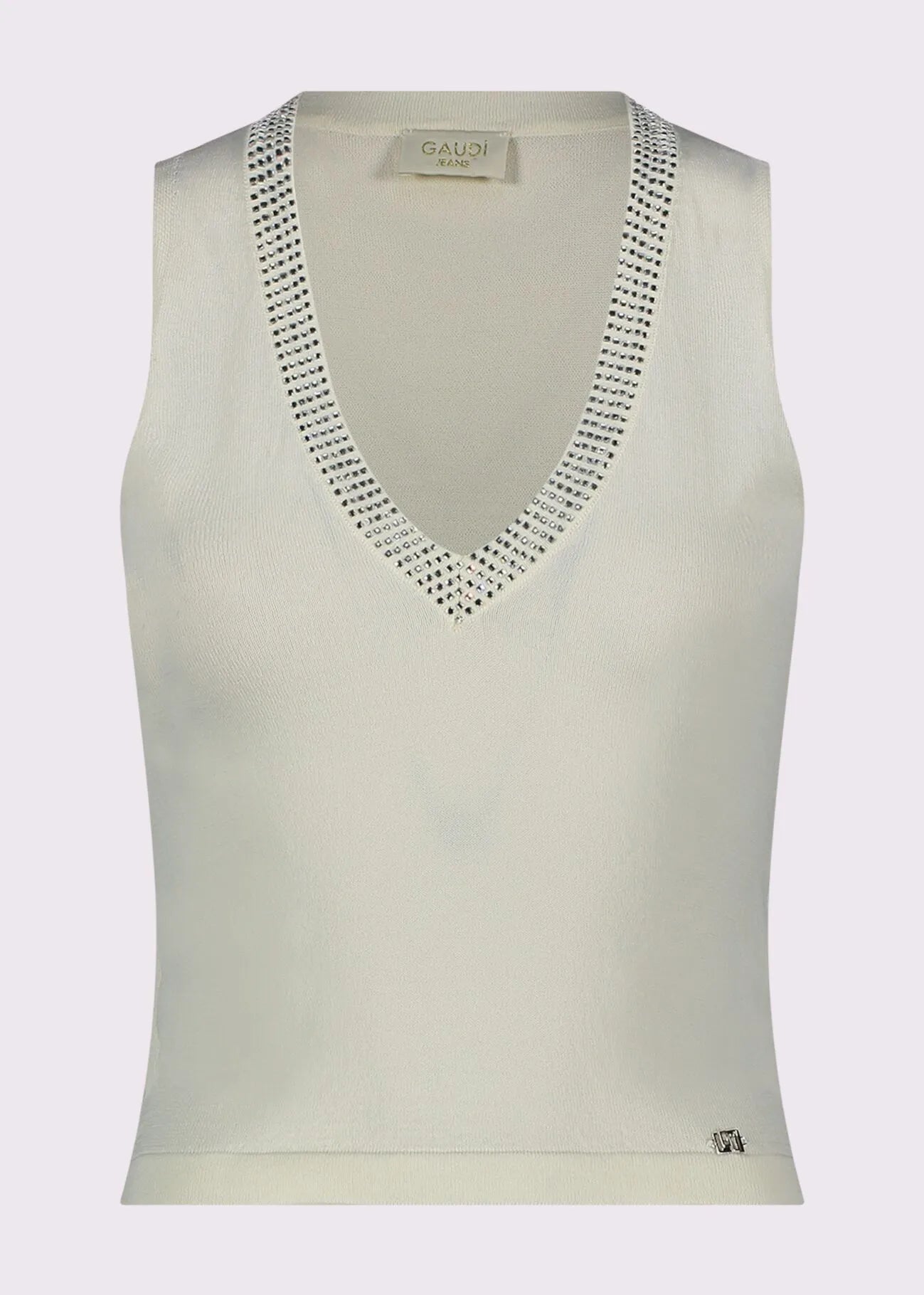 Top bianco da donna in maglia con strass GAUDI 611BD43003_2131