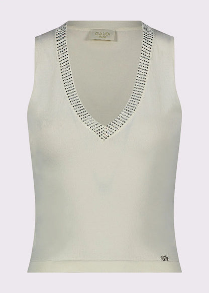 Top bianco da donna in maglia con strass GAUDI 611BD43003_2131