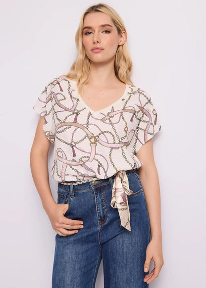 Women's t-shirt in jersey and georgette printed GAUDI 611BD64054_615089-0