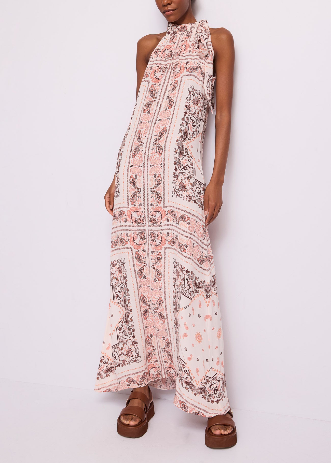 Gaudi 611fd15001 Abito Lungo Stampato con Collo