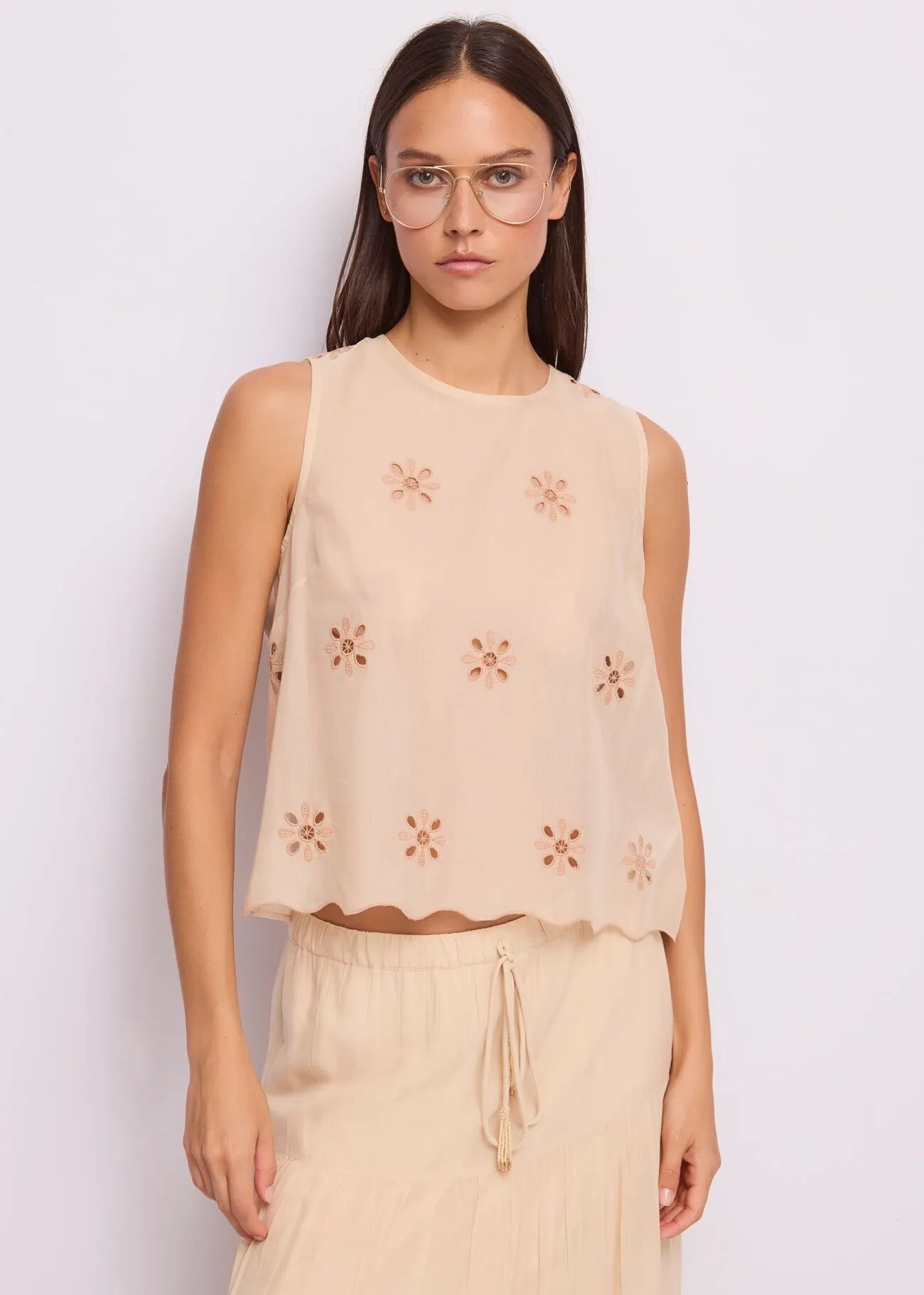 Top da donna con ricami floreali GAUDI 611FD45027_611033-01