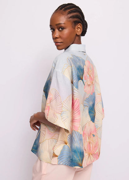 Gaudi 611FD45052 Camicia da donna in lino con motivo floreale