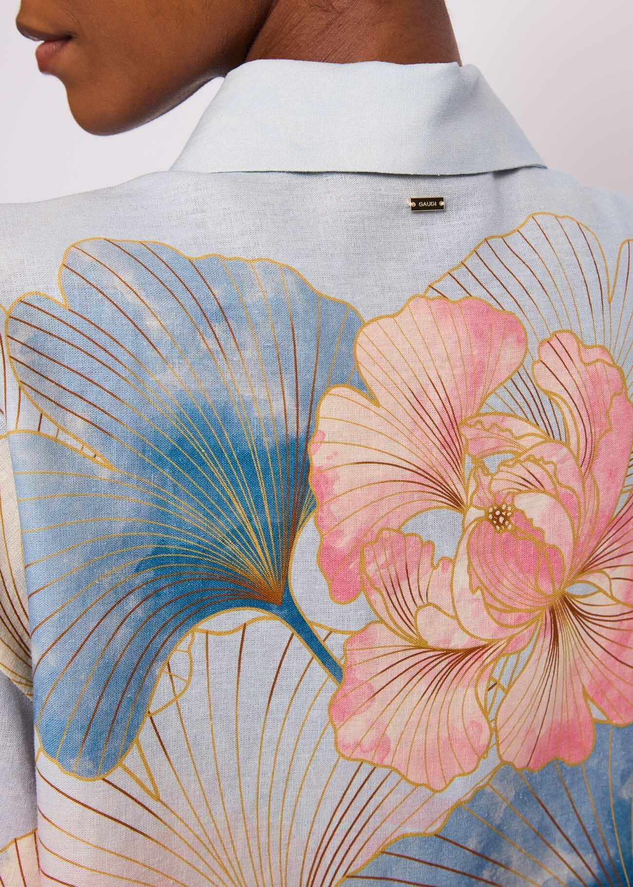 Gaudi 611FD45052 Camicia da donna in lino con motivo floreale