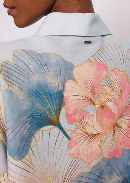 Gaudi 611FD45052 Camicia da donna in lino con motivo floreale