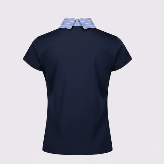 Gaudi 611FD64012 T-shirt blu da donna con collo a camicia