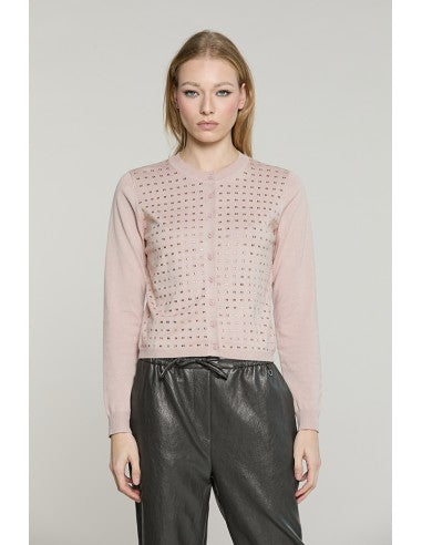 Cardigan FIORELLI manica lunga girocollo con baguette RELISH