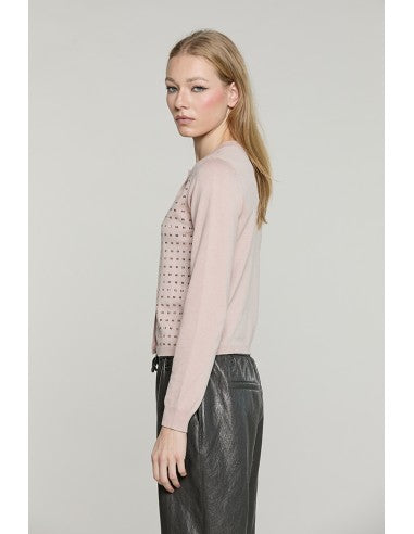 Cardigan FIORELLI manica lunga girocollo con baguette RELISH