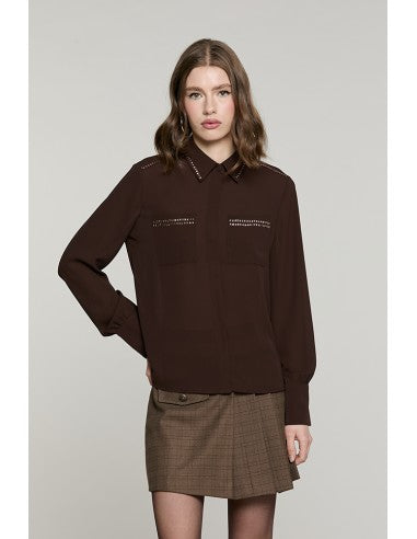 Camicia ADERO manica lunga con tasche + applicazione paillettes RELISH