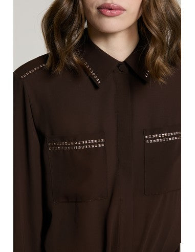 Camicia ADERO manica lunga con tasche + applicazione paillettes RELISH
