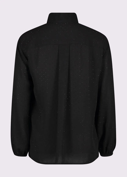 Gaudi 251_521BD45003_2001 Camicia nera da donna con strass e taschini