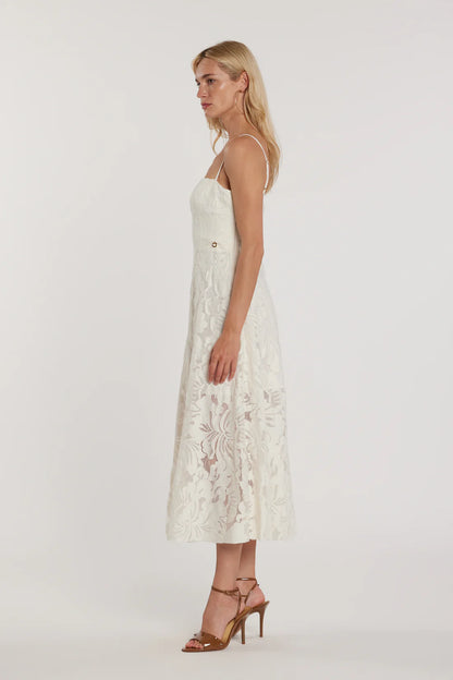 Relish Abito HUPPERT midi smanicato scollo cuore pizzo