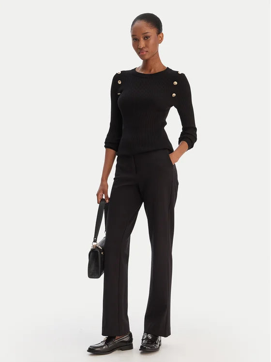 Guess W6RB11KCMU2 Pantaloni Zoe Nero Straight Leg