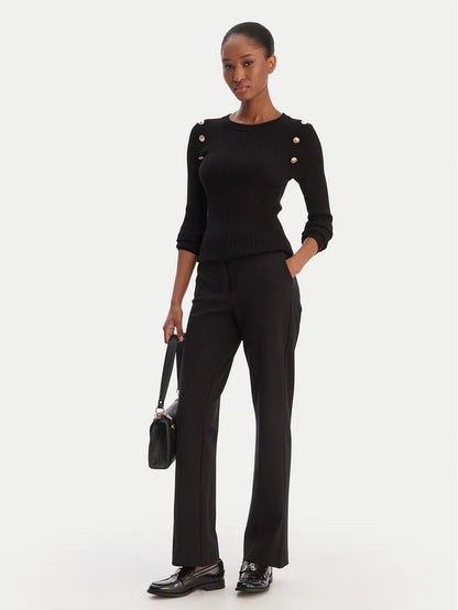 Guess W6RB11KCMU2 Pantaloni Zoe Nero Straight Leg