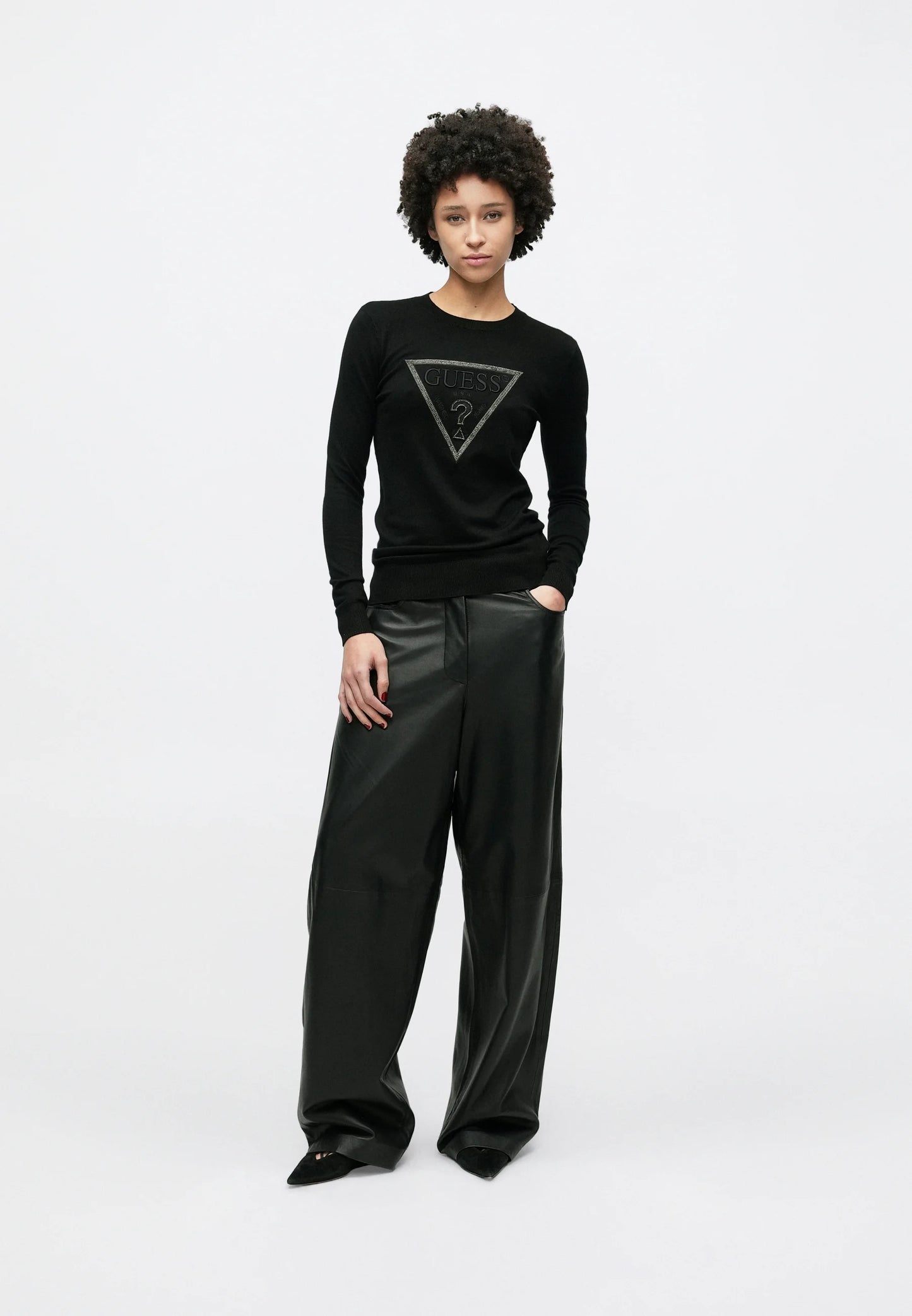 Guess SASHA TRIANGLE LOGO - Maglione - jet black