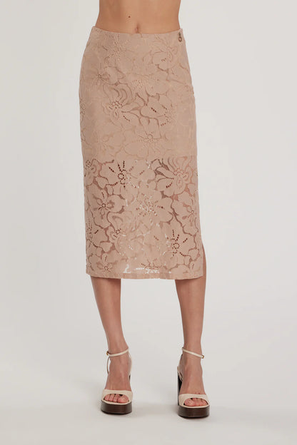 Relish Longuette ADELA vita alta con spacco pizzo