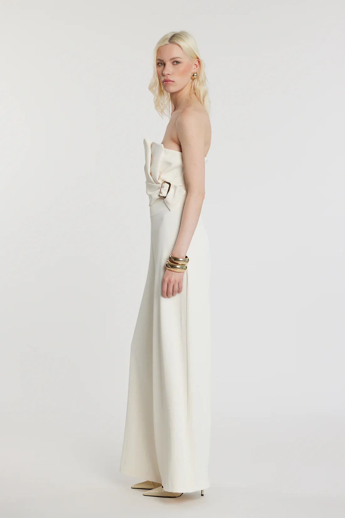 Relish Tuta UETT lunga smanicata con fascia ventaglio più pieghe più effetto cintura