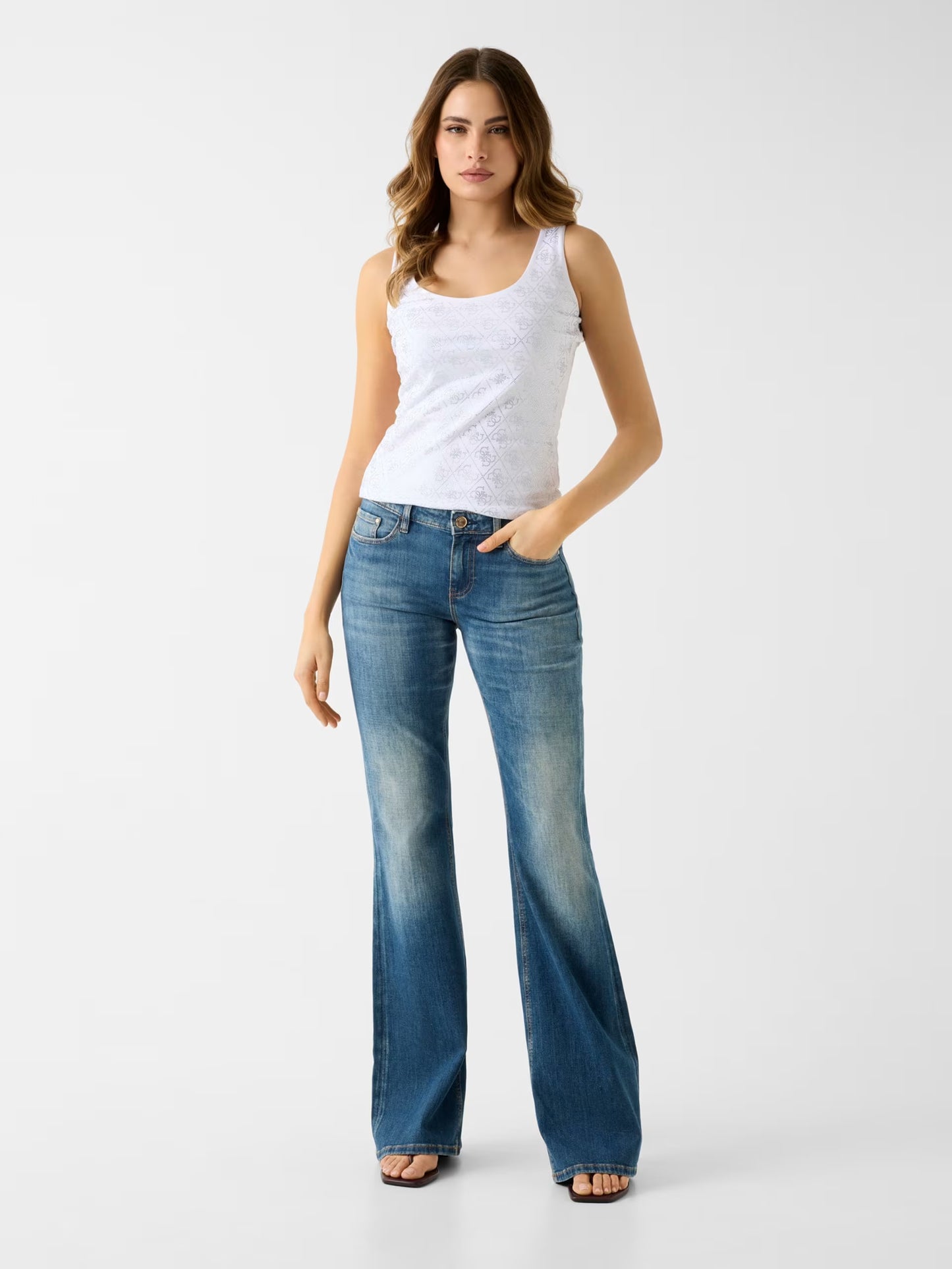 Guess W6GP10K2932 Canotta a  coste con logo