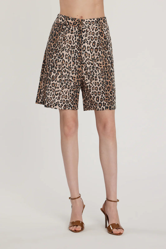 Relish Bermuda CONNELLY vita alta con elastico più tasche francesi più pinces fantasia animalier