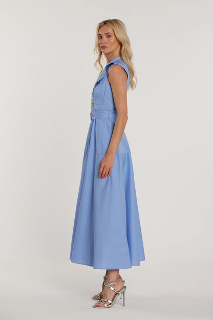 Relish Abito BROOKE lungo smanicato effetto chiodo con zip più cintura