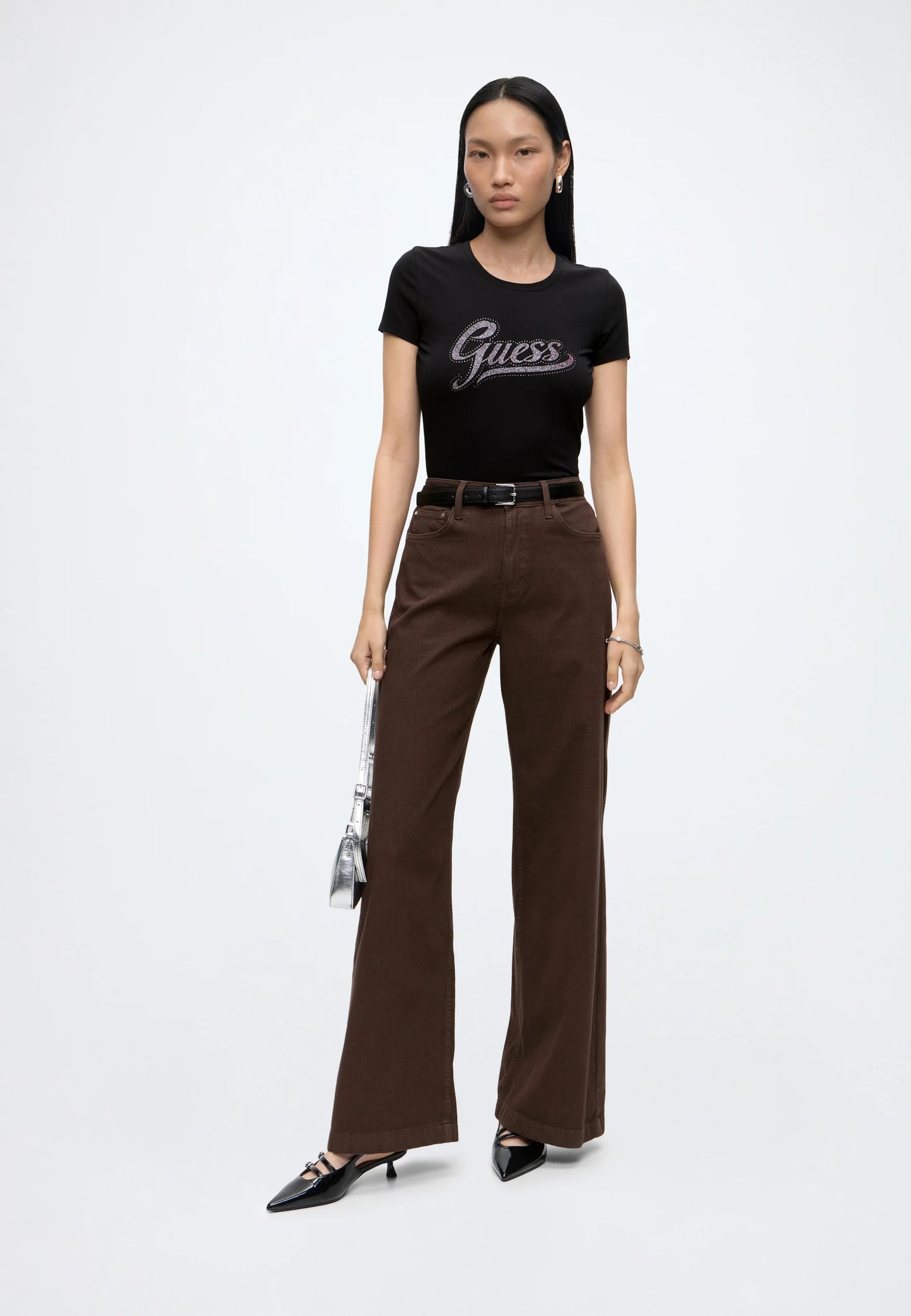 Guess W6YI21K4337 SS CN GLITTER LOGO TEE - T-shirt con stampa