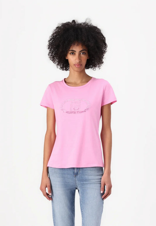 T-shirt con logo e strass LIUJO articolo  TA5173JS003M9294