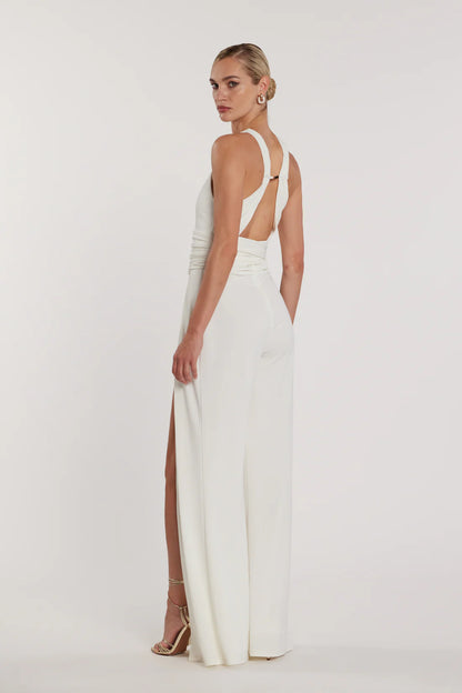 Relish Tuta PONKY_A vita alta più cintura più Pantalonelone a zampa con spacchi più accessorio