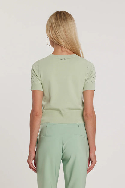 Relish Maglia BLUNT maniche corte girocollo con applicazioni strass