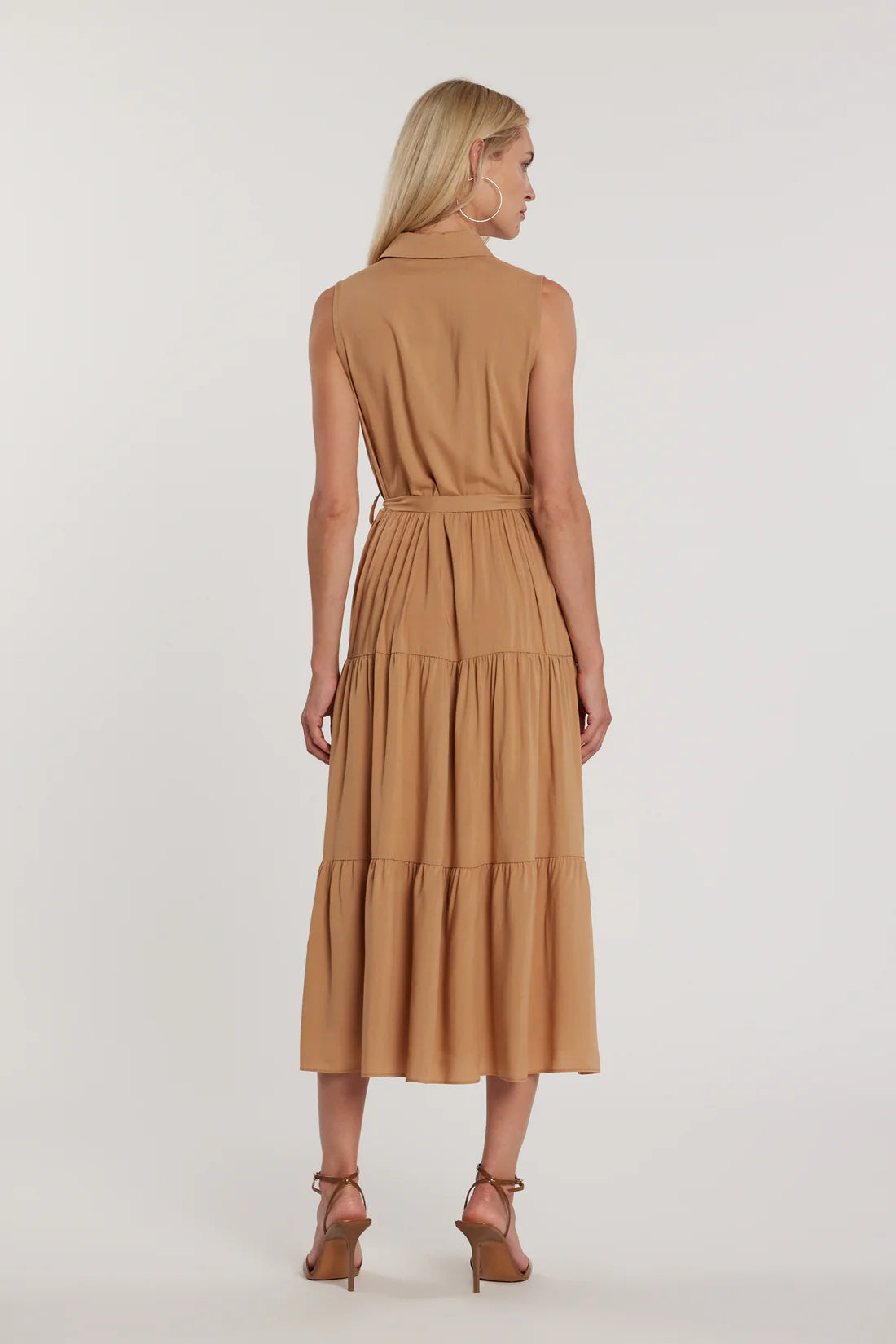 Relish Abito KAZY lungo smanicato chemisier con colletto più strass più cintura