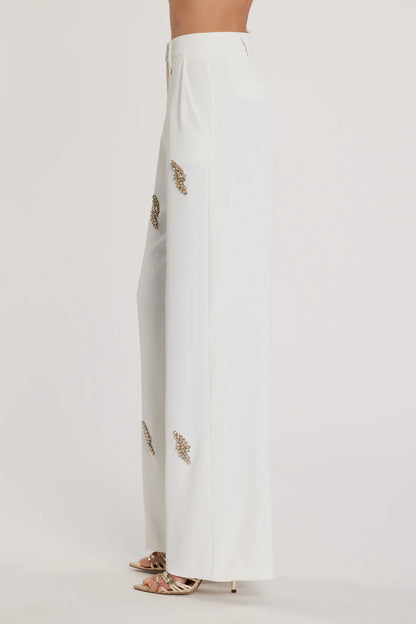 Relish Pantalone AVEZAM vita alta ampia con applicazioni strass