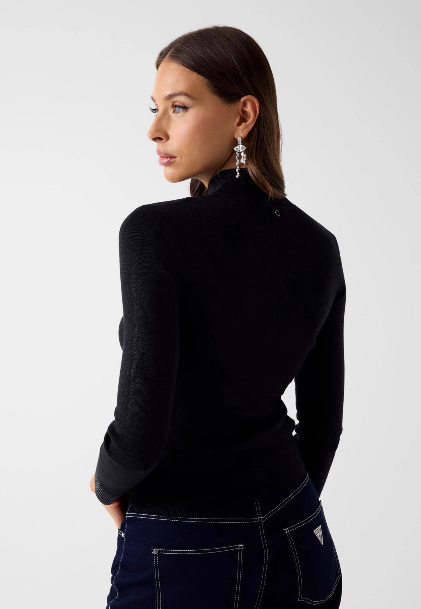 Guess LS MN LUCY RHINESTONES SWTR - Maglione - schwarz