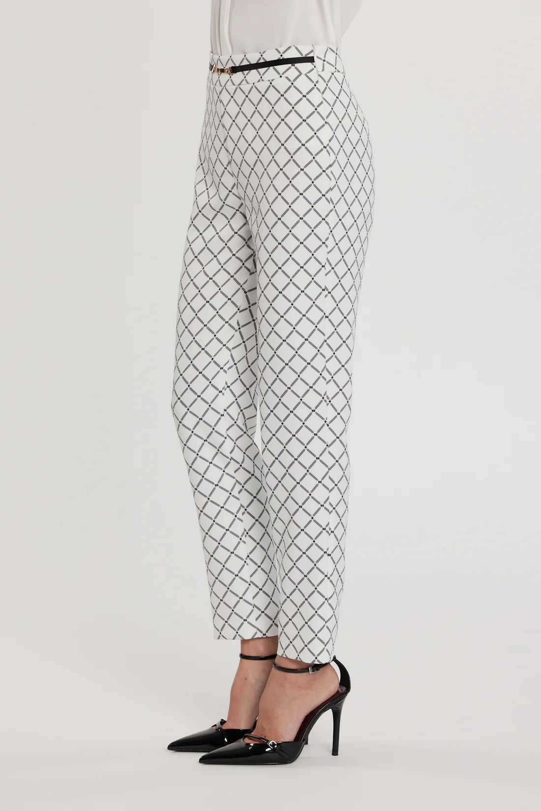 Relish Pantalone CLAUDIETTE vita alta con dettaglio cintura più stampa logo all over