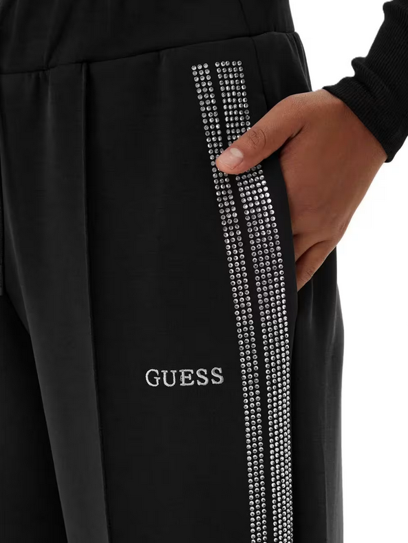 Guess V6RB01KCAY2 Pantaloni tuta donna Berthe con dettagli strass