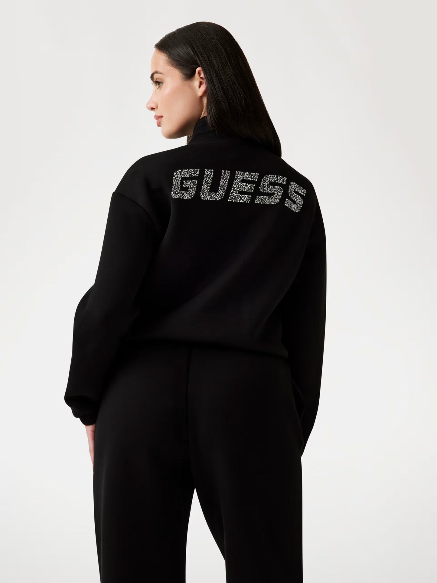 Guess V4BQ14K7UW2 Felpa con zip e strass