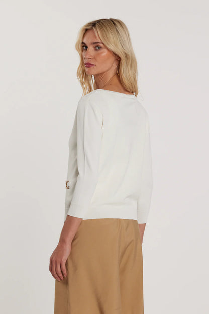 Relish Cardigan BASINGER maniche tre quarti girocollo con snap più patte più passante logo