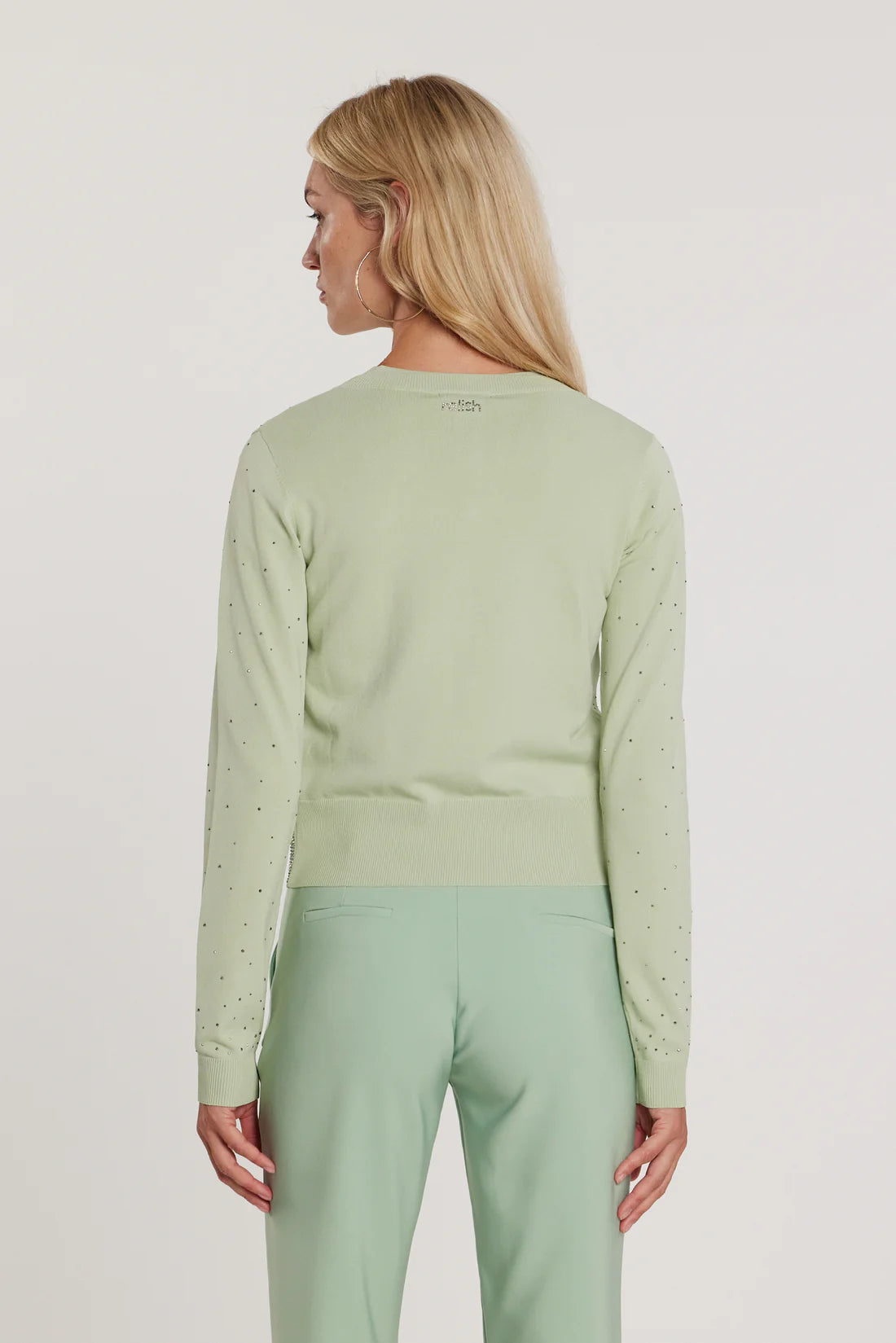 Relish Cardigan MOSS maniche lunghe girocollo con bottoni più applicazioni strass