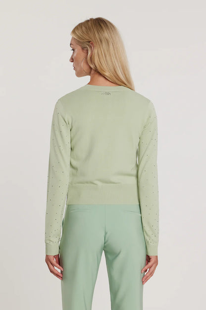 Relish Cardigan MOSS maniche lunghe girocollo con bottoni più applicazioni strass
