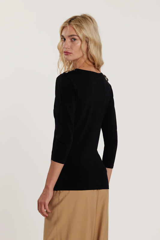 Relish Maglia KIMERY maniche tre quarti scollo a V con passante logo