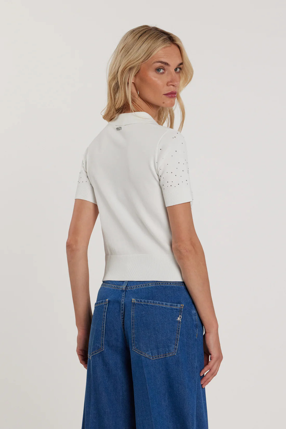 Relish Maglia KERAM maniche corte polo con applicazioni strass