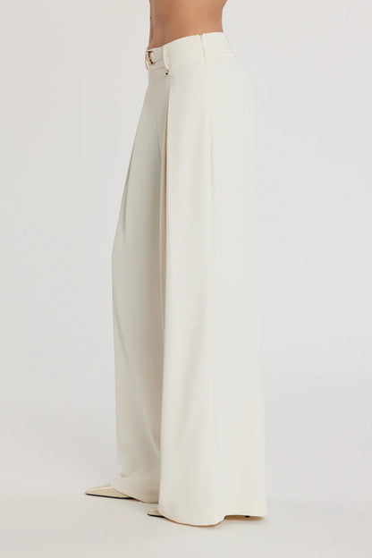 Relish Pantalone ROJER vita alta palazzo con cintura più passante logo più pieghe