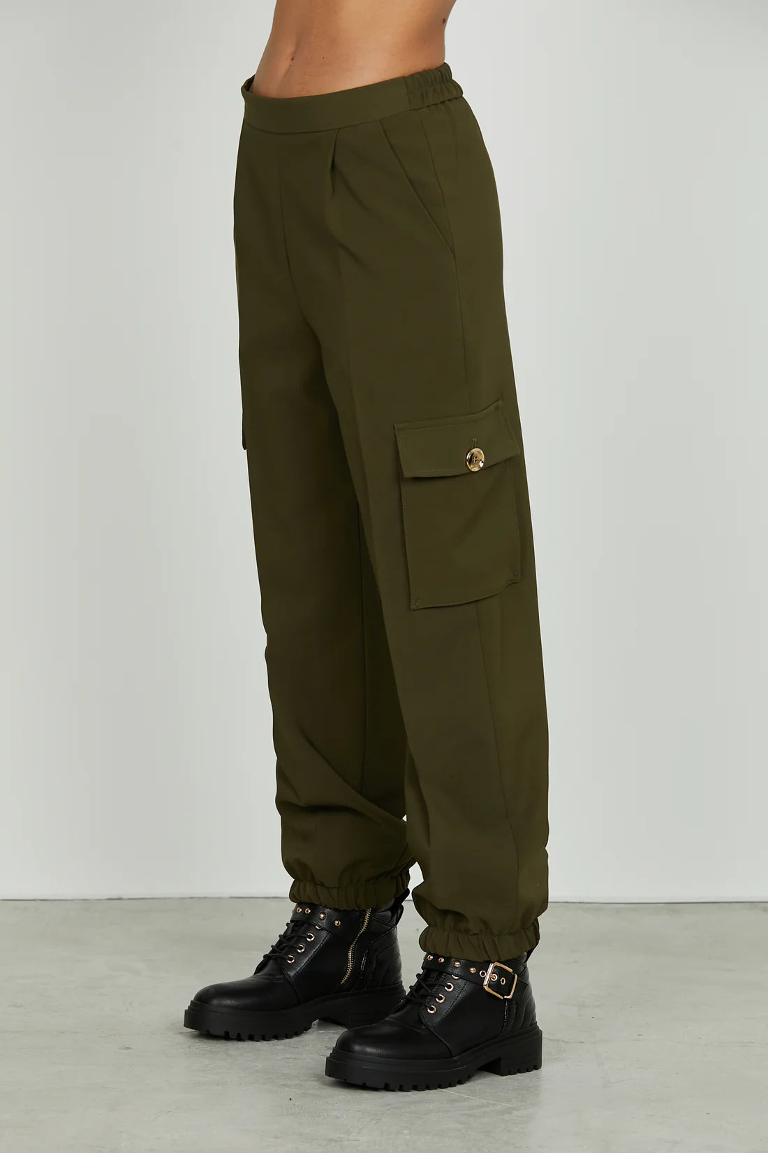 Panta TECLANA vita alta con elastico più tasconi più tasche francesi più pieghe RELISH