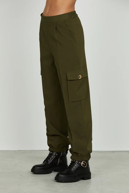 Panta TECLANA vita alta con elastico più tasconi più tasche francesi più pieghe RELISH