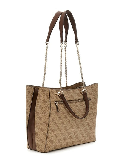 GUESS Noreen Borsa Girlfriend Satchel Donna Latte Logo Brown SG900022