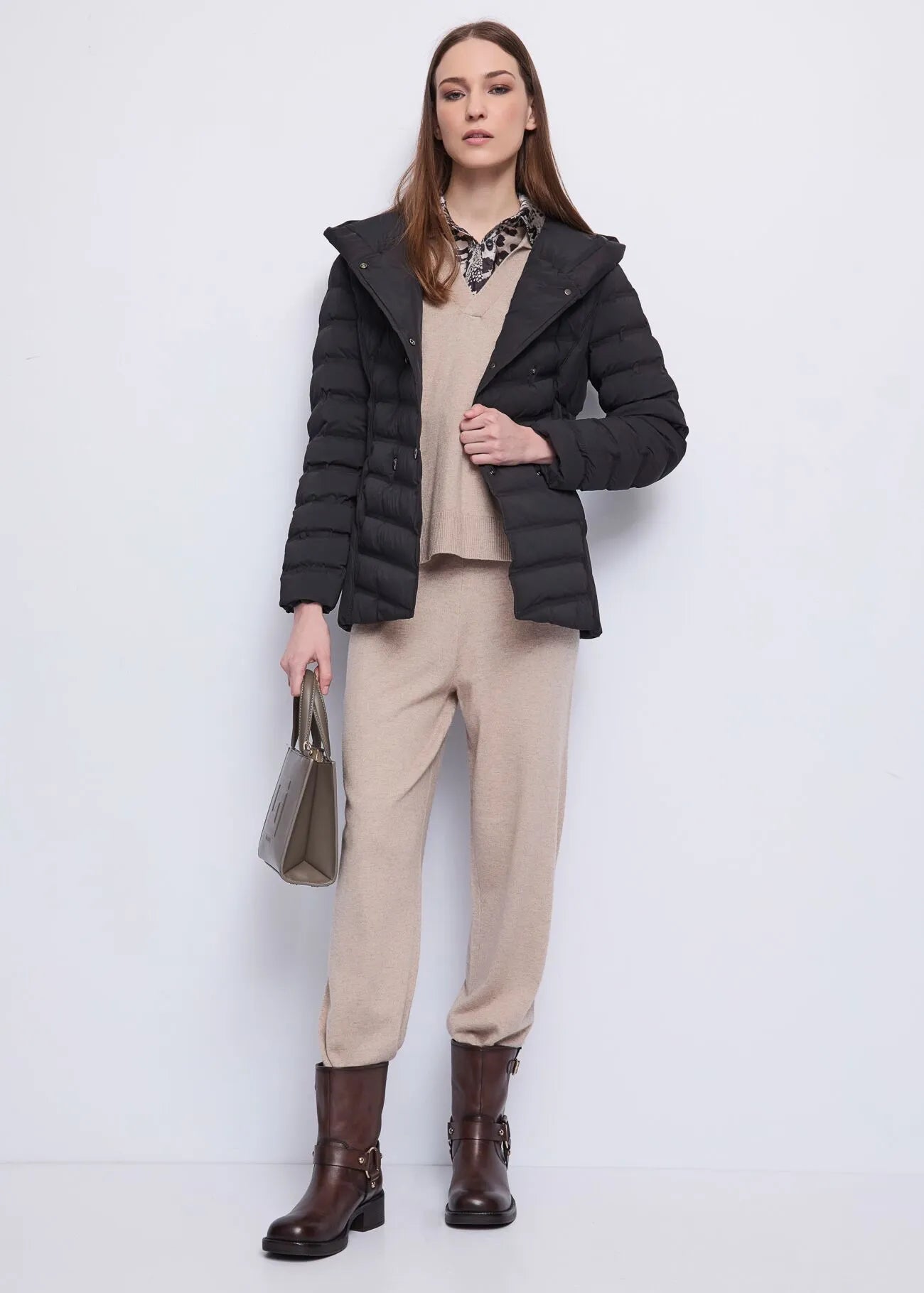 Gaudì Piumino da donna con cappuccio e cintura