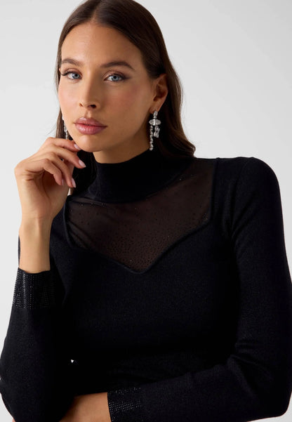 Guess LS MN LUCY RHINESTONES SWTR - Maglione - schwarz