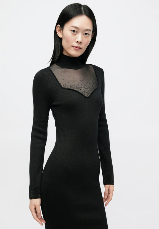 Guess LS LUCY RHINESTONES SWTR - Vestito elegante - jet black