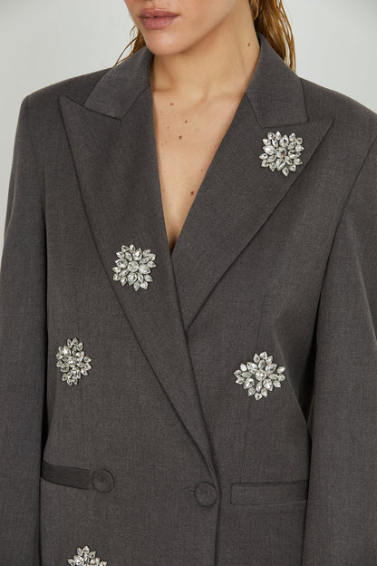 Relish Giacca DULEDA manica lunga doppio petto applicazioni fiori strass