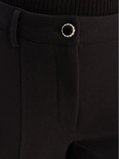 Guess W6RB11KCMU2 Pantaloni Zoe Nero Straight Leg